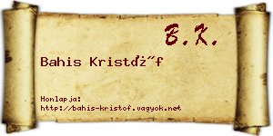 Bahis Kristóf névjegykártya